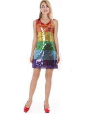 Sexy Rainbow Sequin Dress - Womens Mardi Gras Costumes